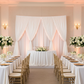 20ft Spandex Upright Pole Cover - Ivory with white spandex curtains for sweetheart table