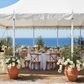 mediterranean coastal wedding with 20ft Spandex Upright Pole Cover - White