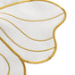 2 pc/set Flower Linen Embroidery Placemat Ivory/Gold edge detail