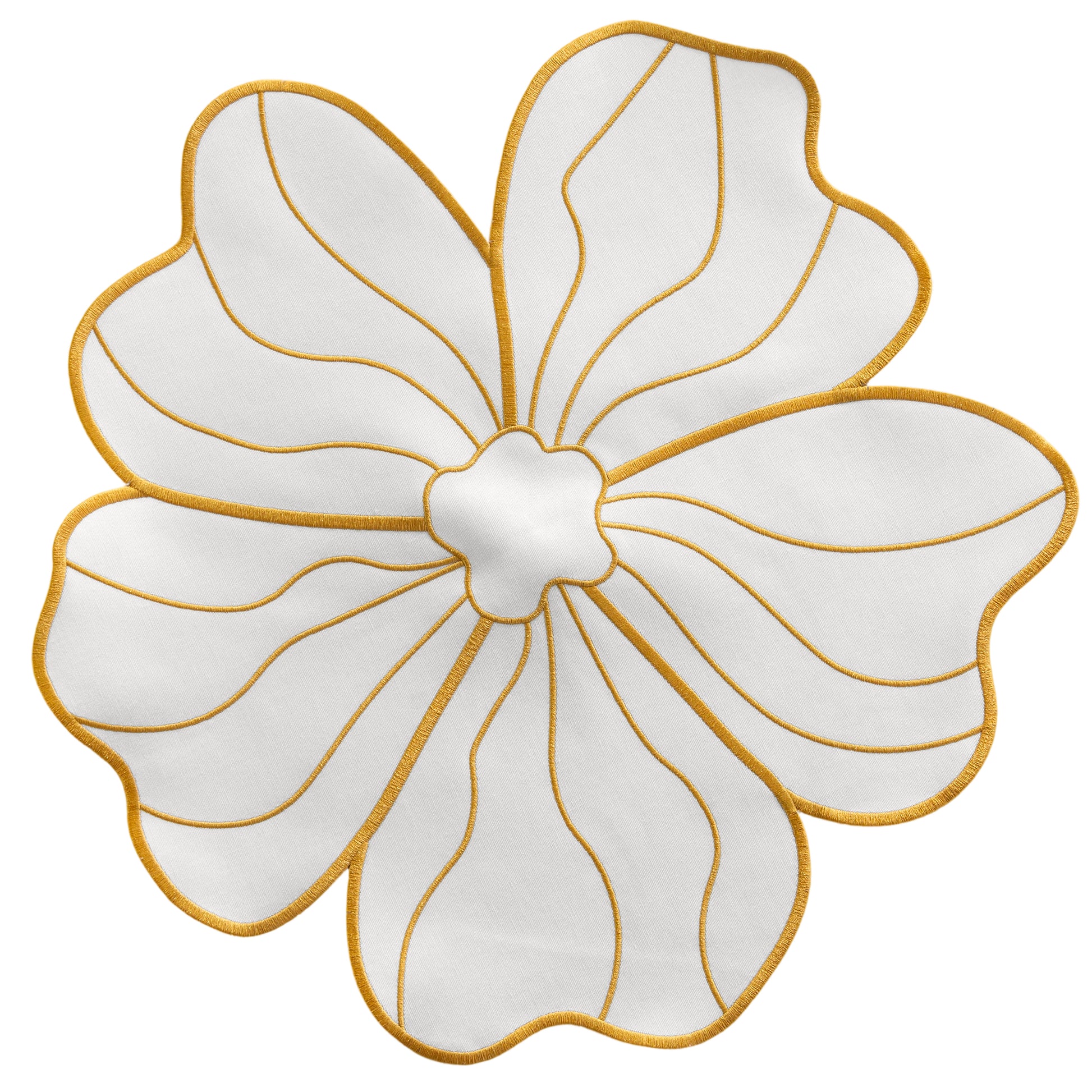 Flower Linen Embroidery Placemat Ivory/Gold