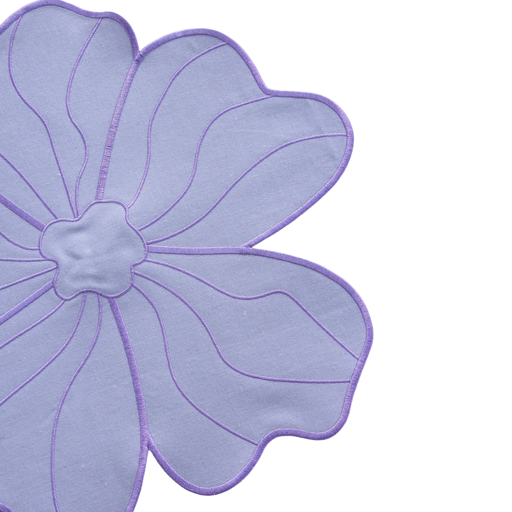 2pc/set Flower Linen Embroidery Placemat - Lavender/Victorian Lilac Trim close up