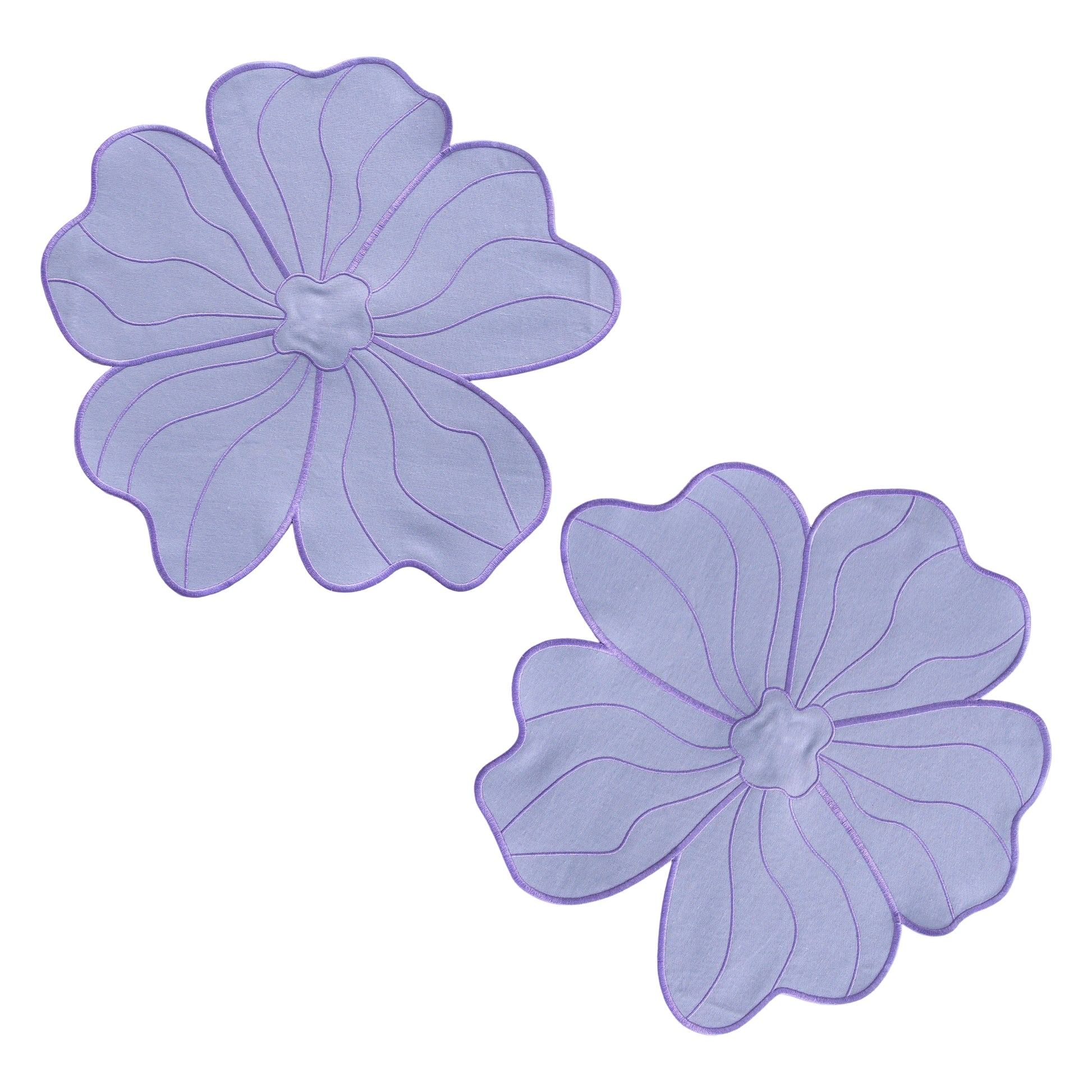 2pc/set Flower Linen Embroidery Placemat - Lavender/Victorian Lilac Trim side by side