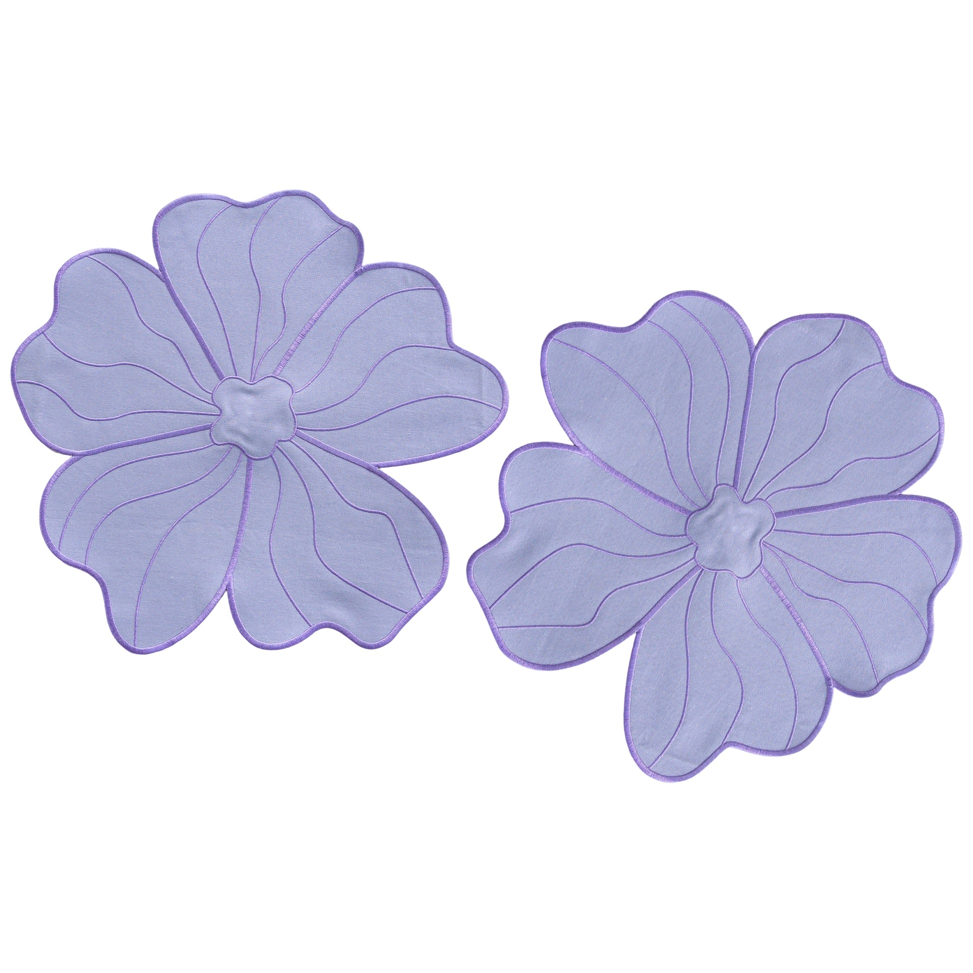 2pc/set Flower Linen Embroidery Placemat - Lavender/Victorian Lilac Trim bundle