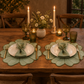 2pc/set Flower Linen Embroidery Placemat Sage Green/Olive Green Trim