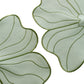 2pc/set Flower Linen Embroidery Placemat Sage Green/Olive Green Trim stitching close up