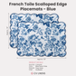 2 pcs/set French Toile Scalloped Edge Placemats Blue infographic