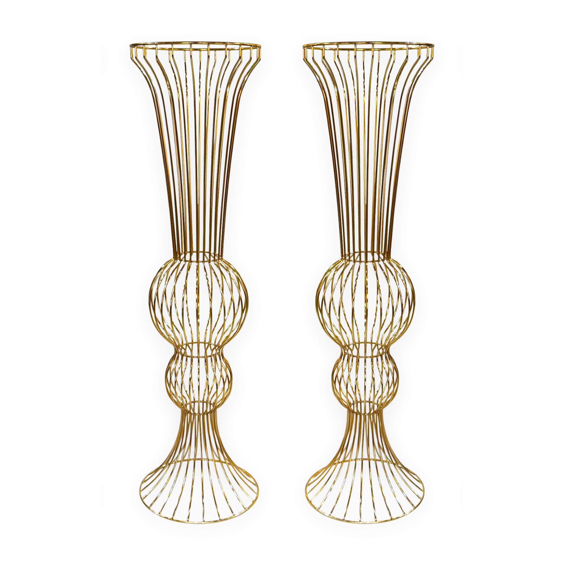 2pcs/set Metal Wire Floral Stand Centerpiece Gold bundle