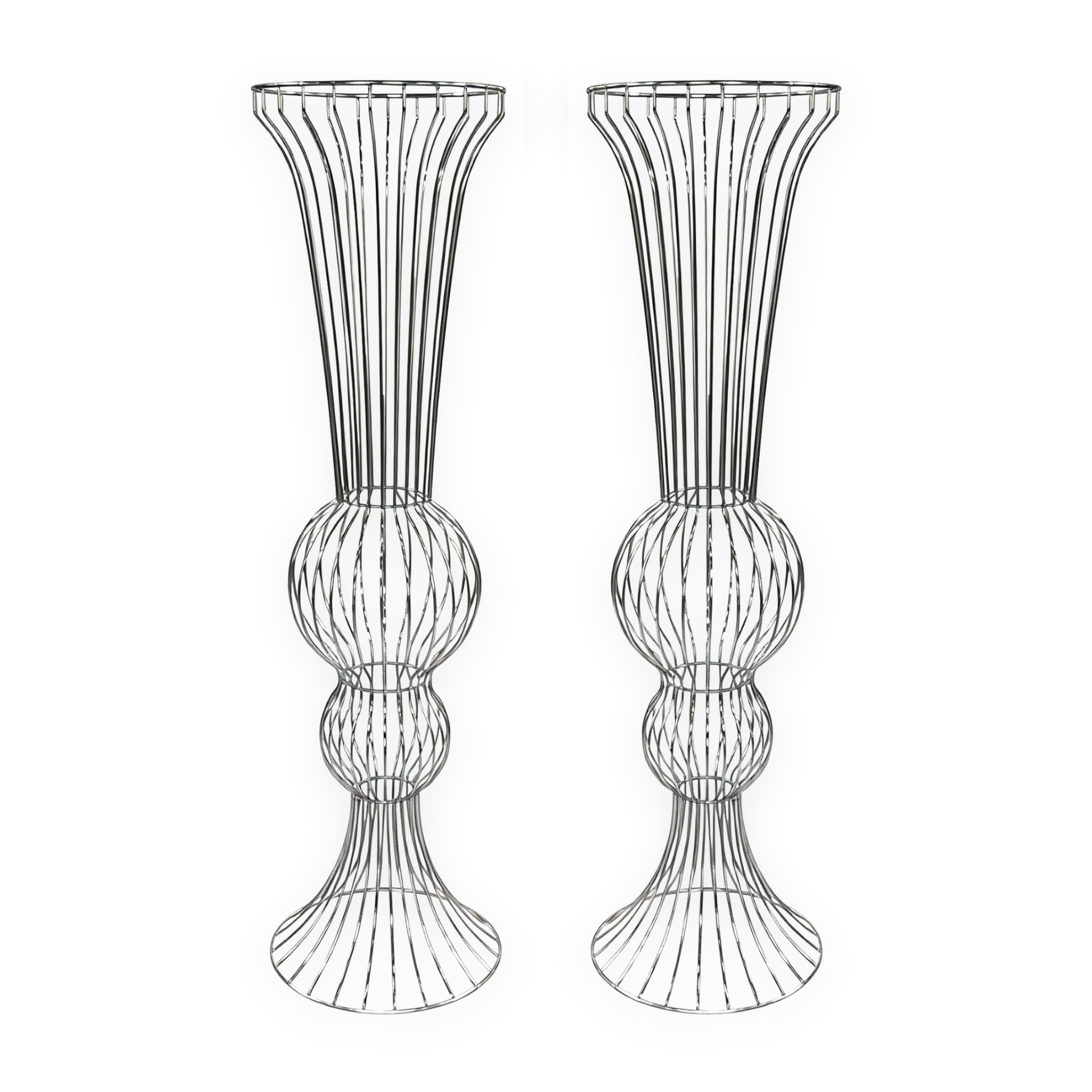 2pcs/set Metal Wire Floral Stand Centerpiece - Silver - CV Linens