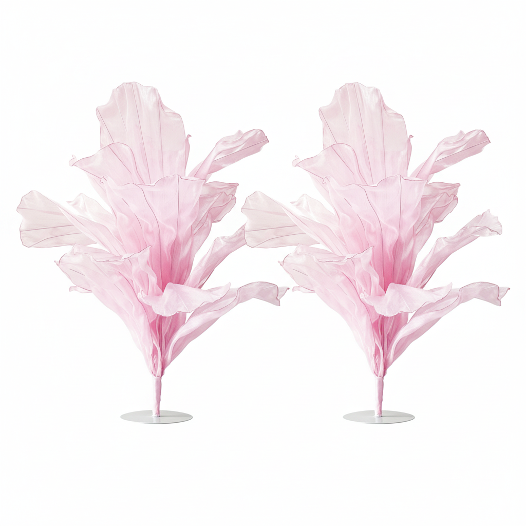 2 pc/pk Sculptural Fabric Flower Centerpiece/Floor Stand - Pastel Pink