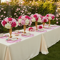2pc/set Flower Linen Embroidery Placemat Pink/Fuchsia Trim- Garden Tea Party Banquet Table