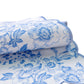 2 pcs/pk French Toile Scalloped Edge Placemats Baby Blue close up of material
