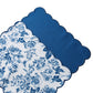 2 pcs/set French Toile Scalloped Edge Placemats Blue showing top and underside
