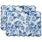 2 pcs/set French Toile Scalloped Edge Placemats Blue bundle
