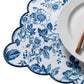 2 pcs/set French Toile Scalloped Edge Placemats Blue edge detail close up