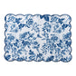 2 pcs/set French Toile Scalloped Edge Placemats Blue layed flat
