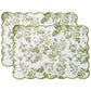 2 pcs/set French Toile Scalloped Edge Placemats Olive Green bundle