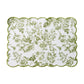 2 pcs/set French Toile Scalloped Edge Placemats Olive Green layed flat