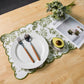 2 pcs/set French Toile Scalloped Edge Placemats Olive Green mock up
