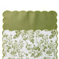 2 pcs/set French Toile Scalloped Edge Placemats Olive Green showing top and underside