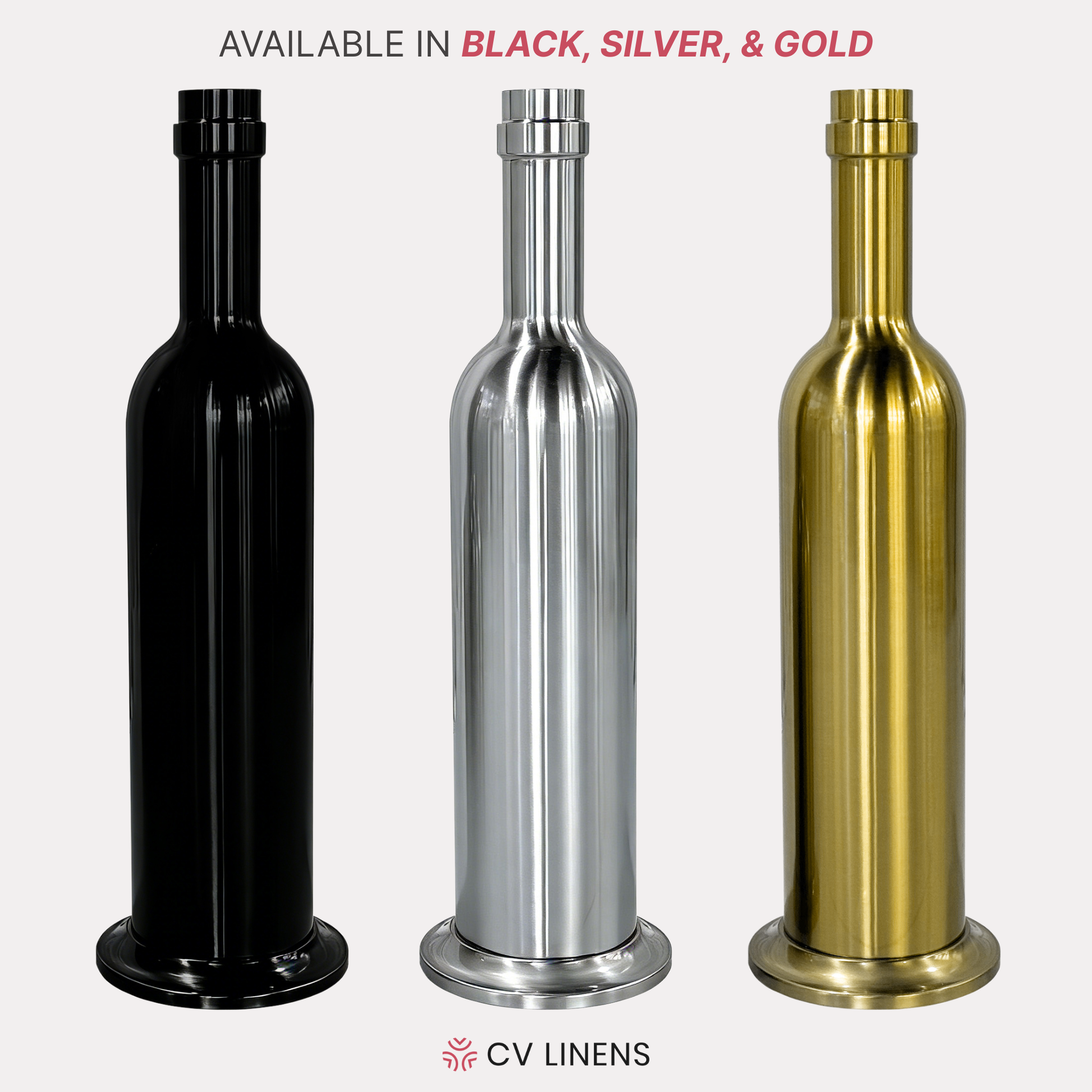 2pcs/pk Giant 39" Tall Wine Bottle Prop Floor Display/Centerpiece infographic showing colors available
