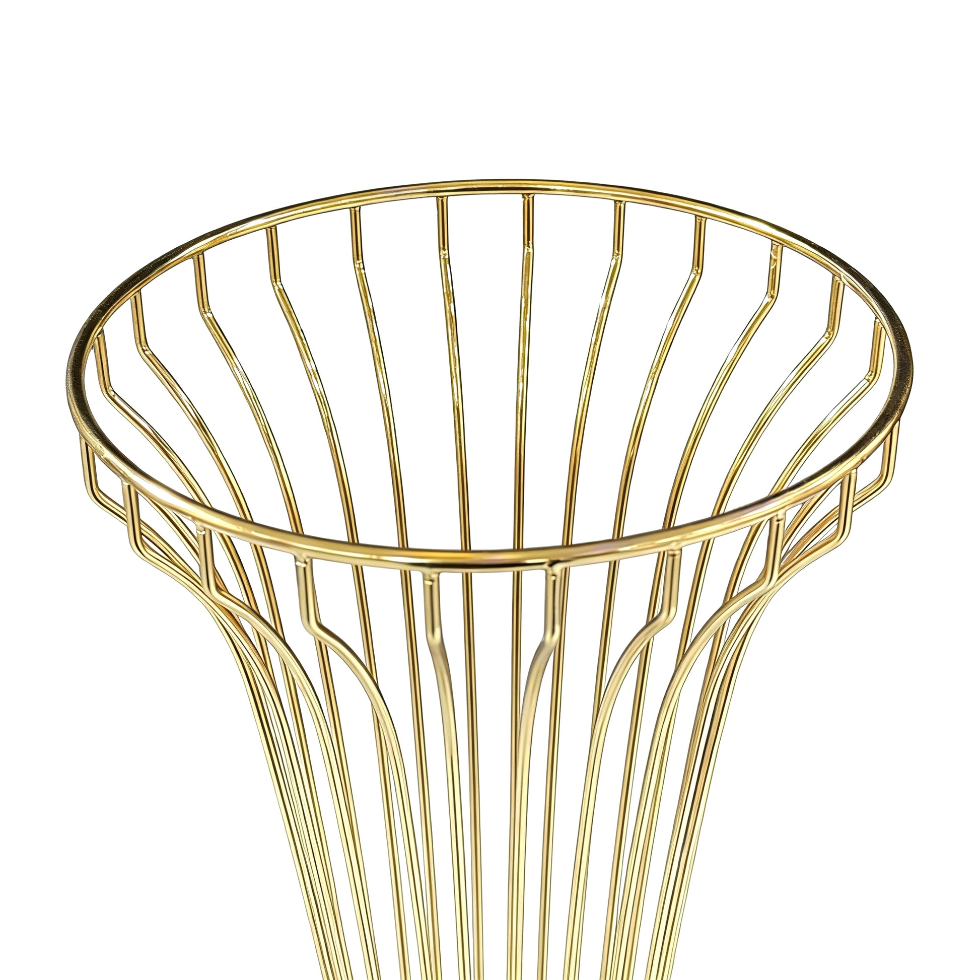 2pcs/set Metal Wire Floral Stand Centerpiece Gold top opening close up