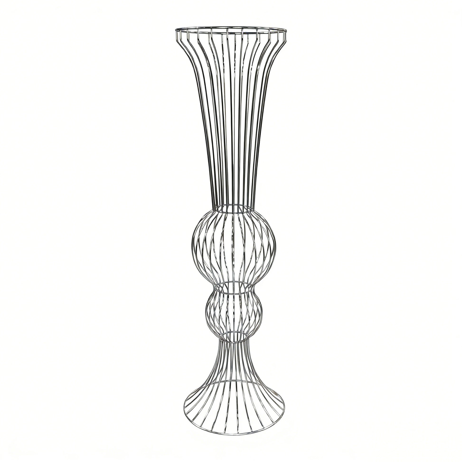 2pcs/set Metal Wire Floral Stand Centerpiece Silver full view