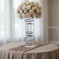 2pcs/set Modern SIlver Spiral Table Centerpiece with faux florals and chiffon table runner