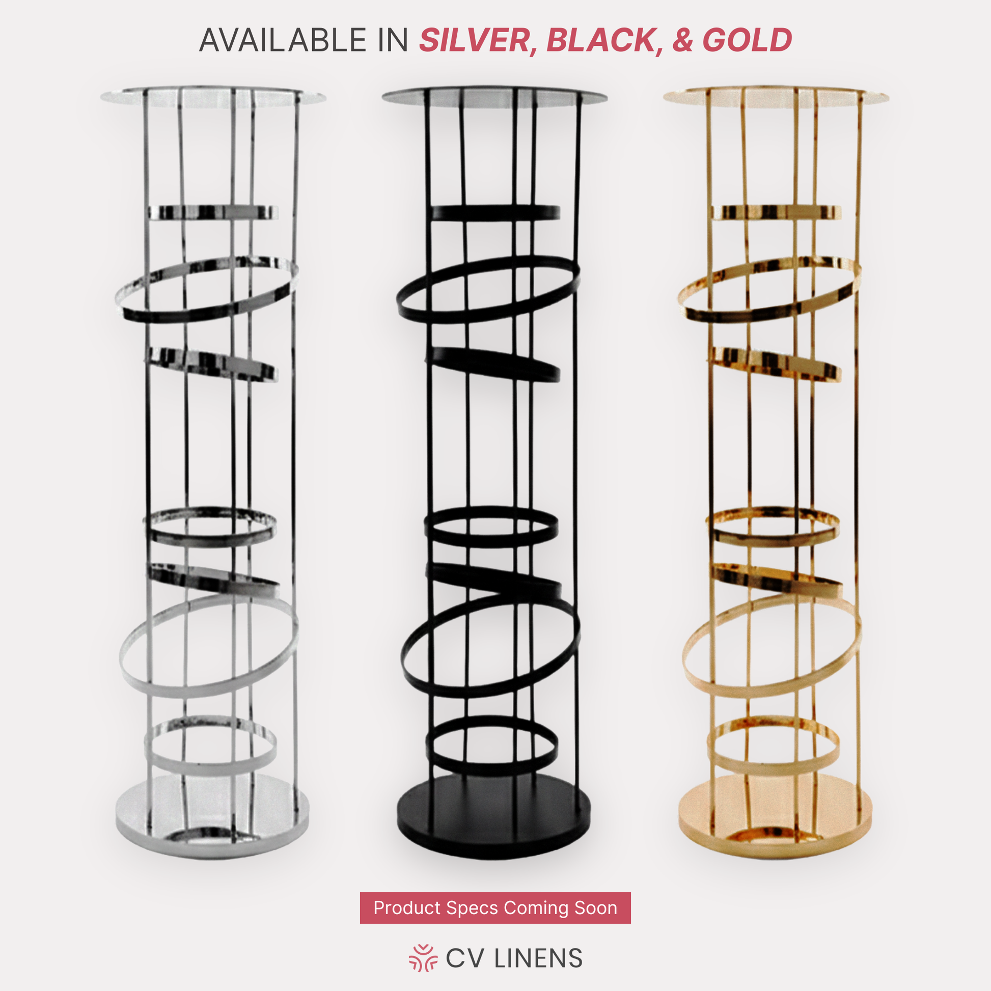 2pcs/set Modern Spiral Table Centerpiece available in Black, Silver and Gold