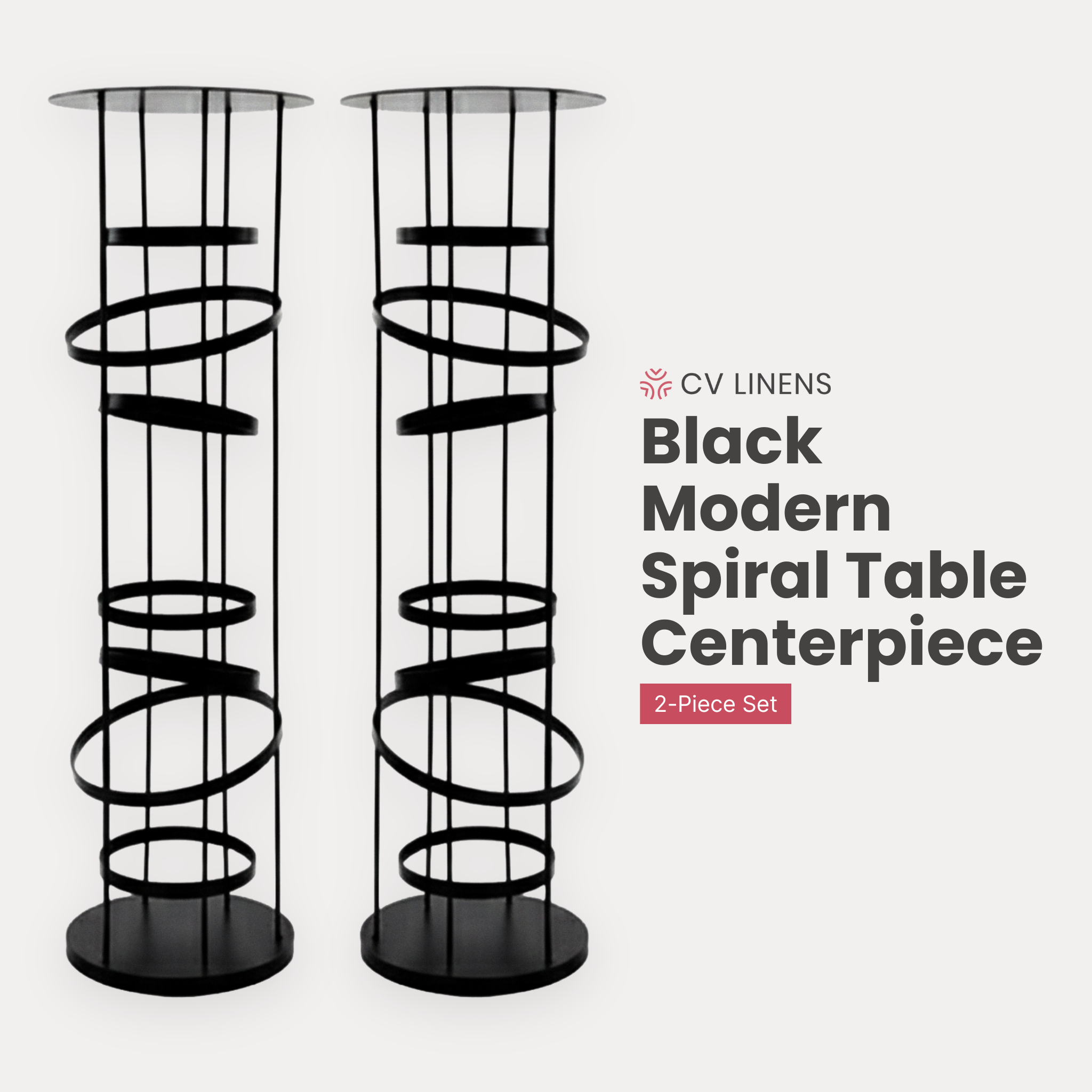 Spral Table Modern Black Spiral Table Centerpiece 2pcs/set - CV Linens™