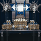 3 pc/set Round Crystal Pendant Cake/Dessert Stands - Gold on top of semi clear table