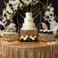 3 pc/set Round Crystal Pendant Cake/Dessert Stands - Gold on top of gold sequin round table