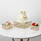 3 pc/set Square Crystal Pendant Cake/Dessert Stands - Gold on a hite marble table setup