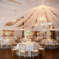 ceiling draping setup for wedding reception with 30ft Ceiling/Curtain Draping Sheer Voile Flame Retardant (FR)  - White
