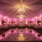 quinceañera indoor draping setup with 30ft Ceiling/Curtain Draping Sheer Voile Flame Retardant (FR)  - White