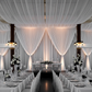 double anniversary setup with 30ft Ceiling/Curtain Draping Sheer Voile Flame Retardant (FR)  - White