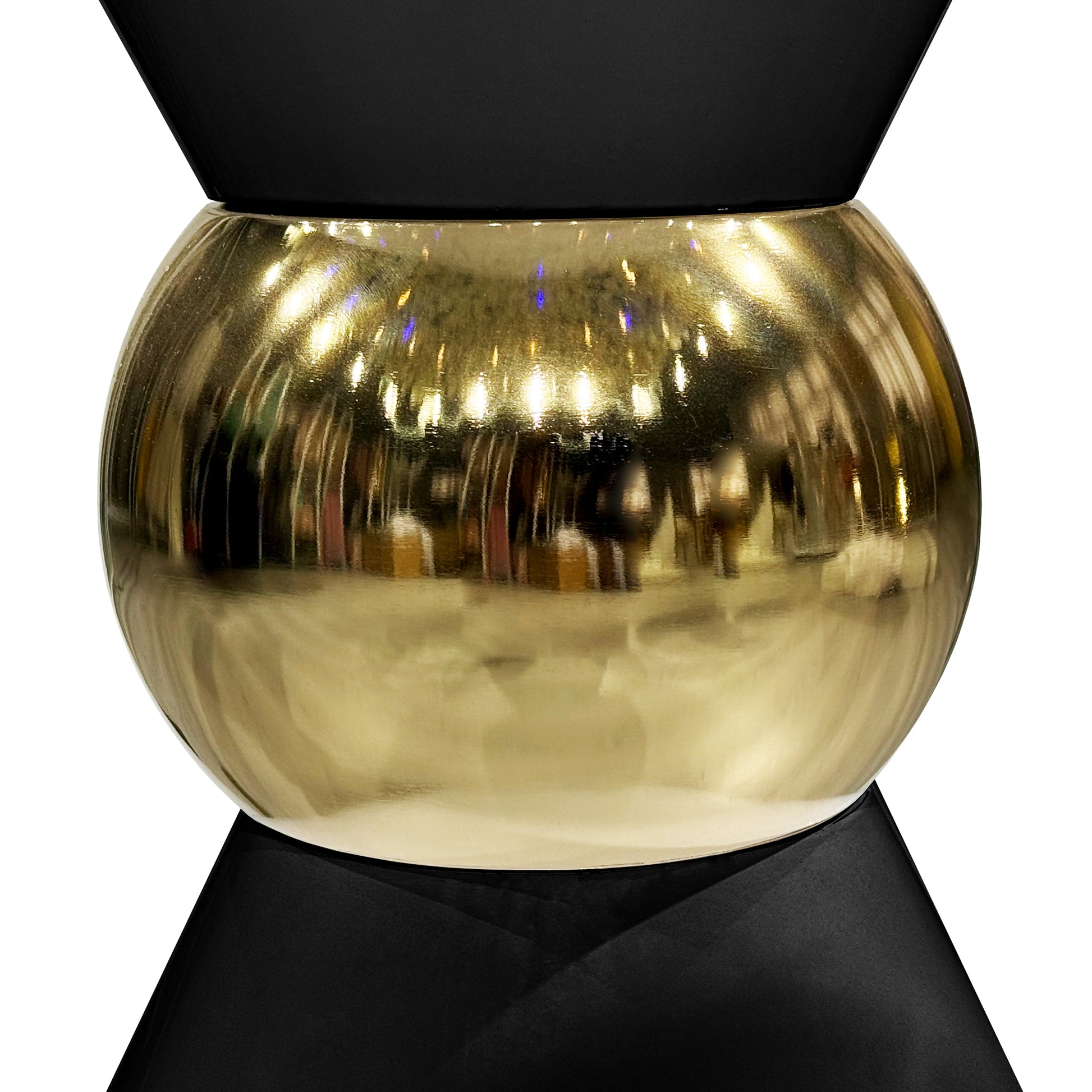 close up of the gold middle connector 31" Tall Hourglass Plinth Pedestal Stand Black