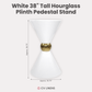 38" Tall Hourglass Plinth Pedestal Stand - White infographic