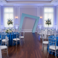 3D 6.5ft Tilted Rectangular Backdrop Stand with baby blue spandex cover for baby shower reception 