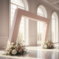 3D 6.5ft Tilted Rectangular Backdrop Stand with blush cover for wedding reception
