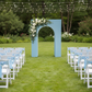 3D Arch Door Frame Backdrop with baby blue spandex cover for garden wedding reception