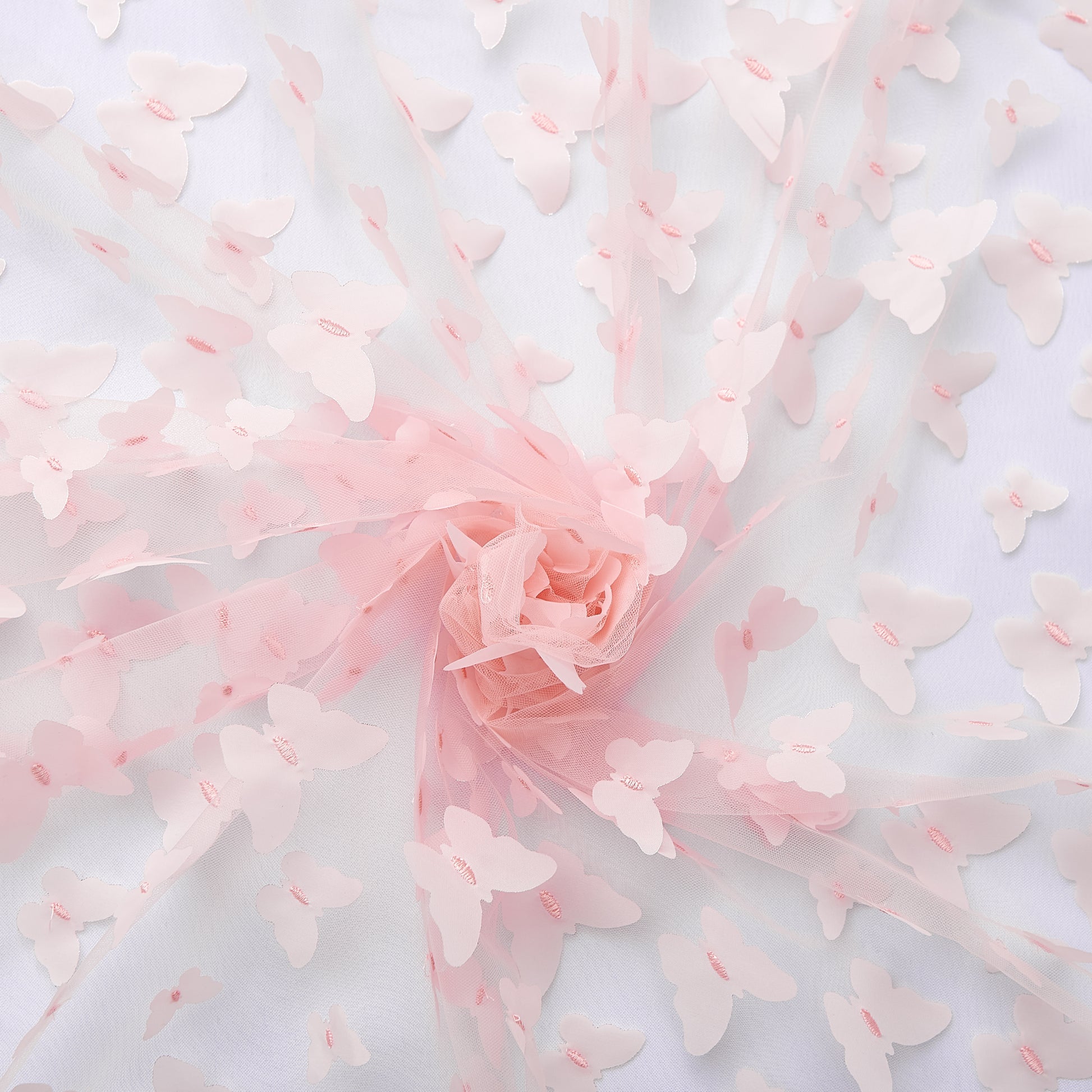 3D Butterfly Sheer CloseUp pink fabric