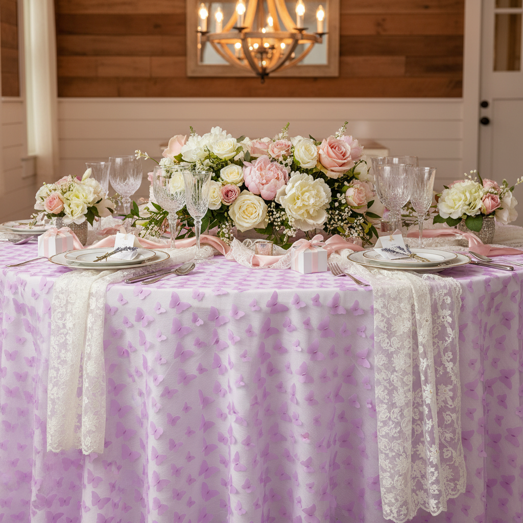 3D Butterfly Sheer Tablecloth 120