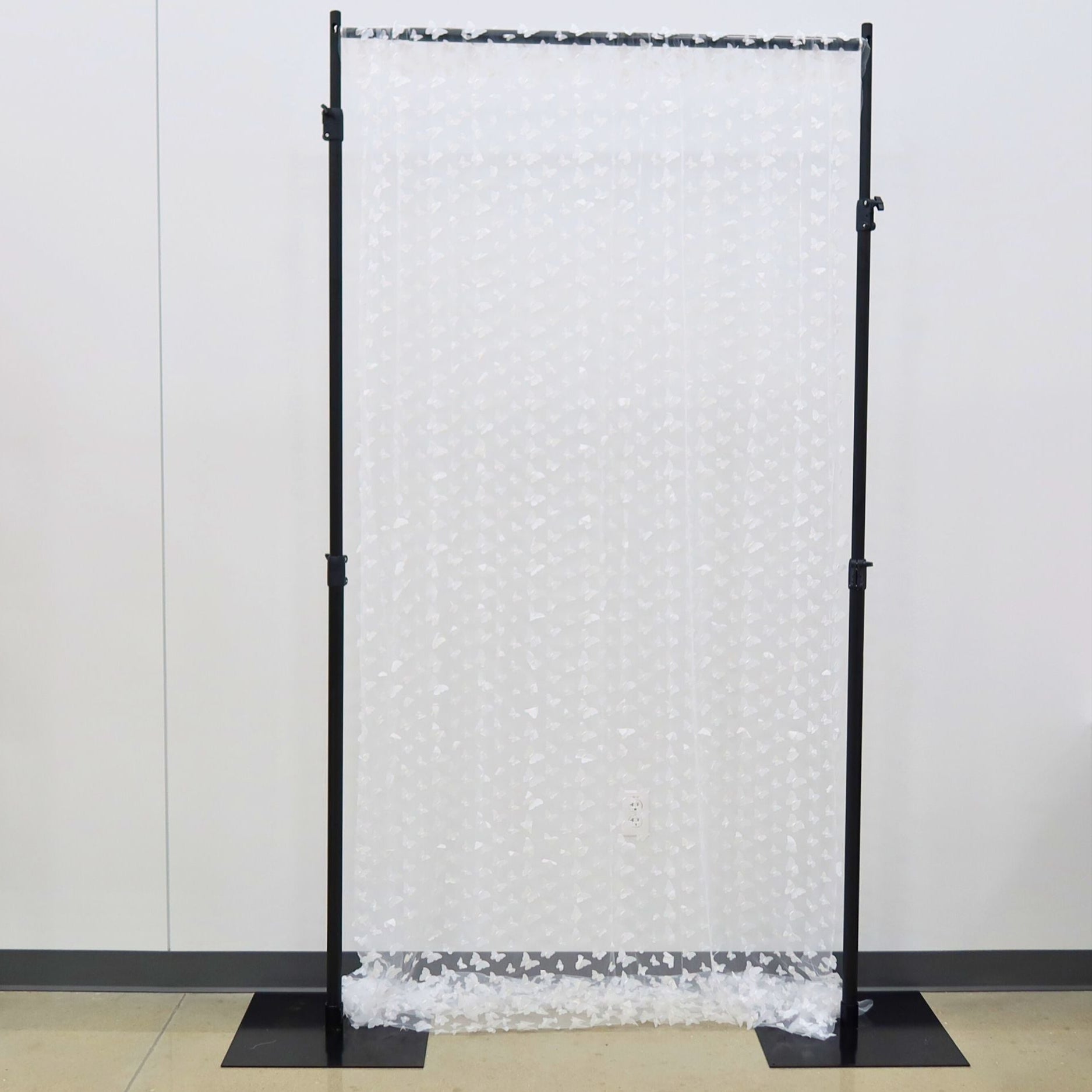 3D Butterfly Sheer 10ft H x 50" W Drape/Backdrop panel - White
