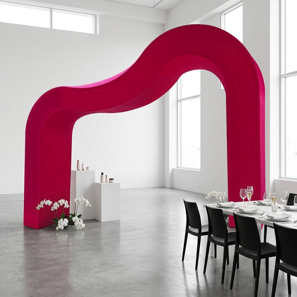 Fuchsia curvy wave arch beauty launch