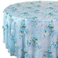 3D Floral Snow Organza Tablecloth/Overlay 132" Round - Blue Close Up