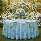 3D Floral Snow Organza Tablecloth/Overlay 132" Round - Blue Garden Wedding