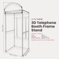 3D Telephone Booth Aluminum Frame Stand infographic showing booth dimensions
