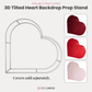 3D Tilted Heart Backdrop Prop Stand infographic showing availalbe covers (sold separately)