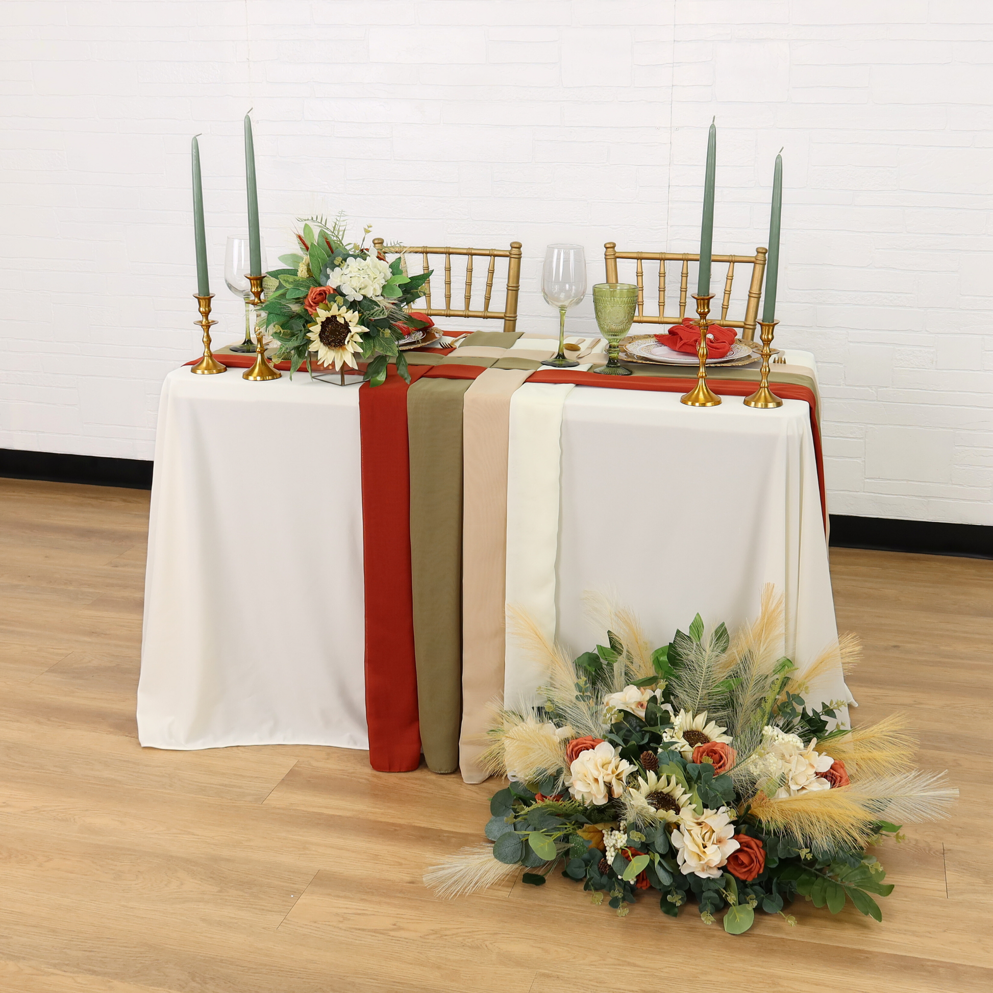 3 pcs Faux Artificial Pampas Grass Stem 43" - Ivory