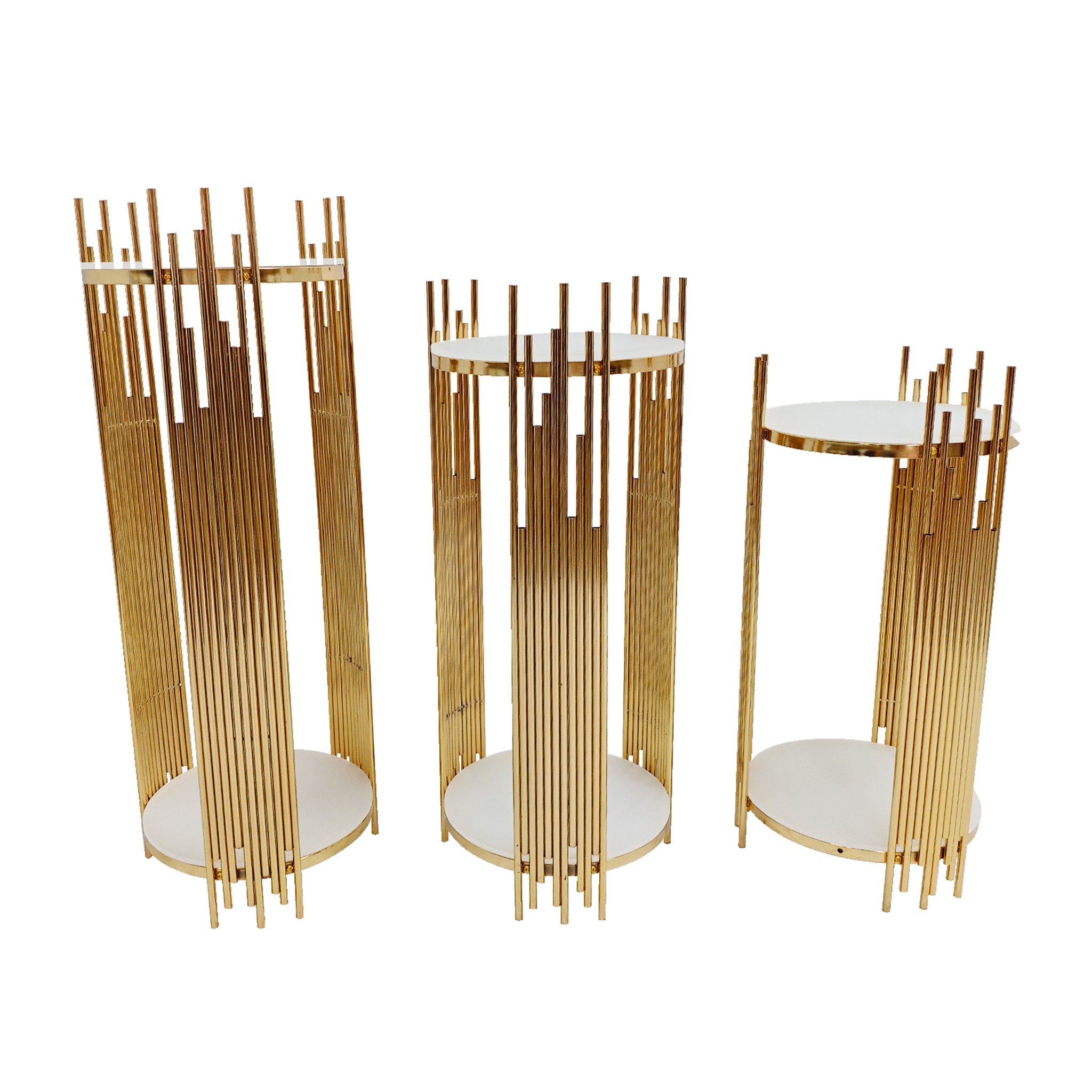 Gold Plints 3 pcs of Gold Plinths Round Display Stand - CV Linens™